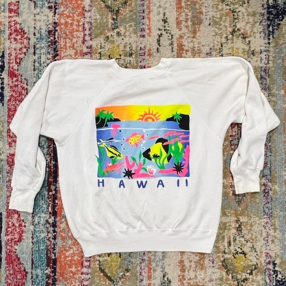 Vintage 1980s Hawaii Hawaiian Travel Vacation Tourism 80s Sweatshirt - Picture 1 of 4